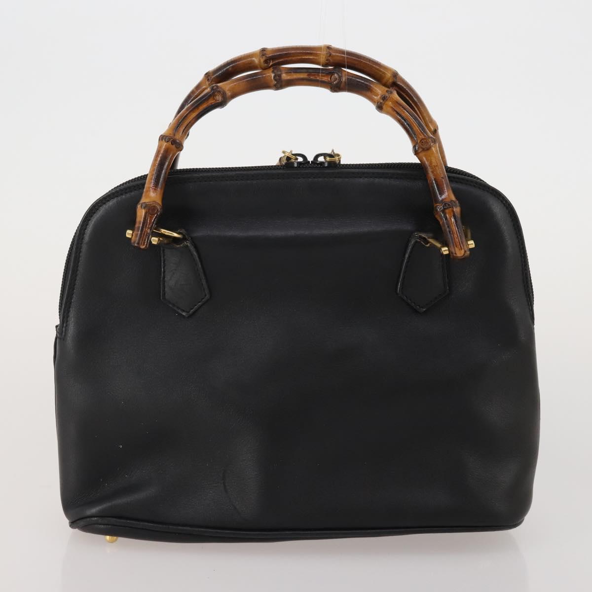 GUCCI Bamboo Shoulder Bag Hand Bag Leather 2 Set Black White Auth 200210