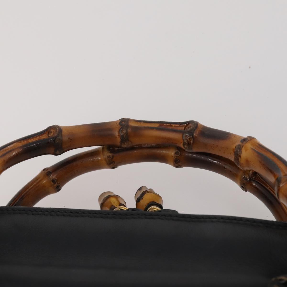 GUCCI Bamboo Shoulder Bag Hand Bag Leather 2 Set Black White Auth 200210