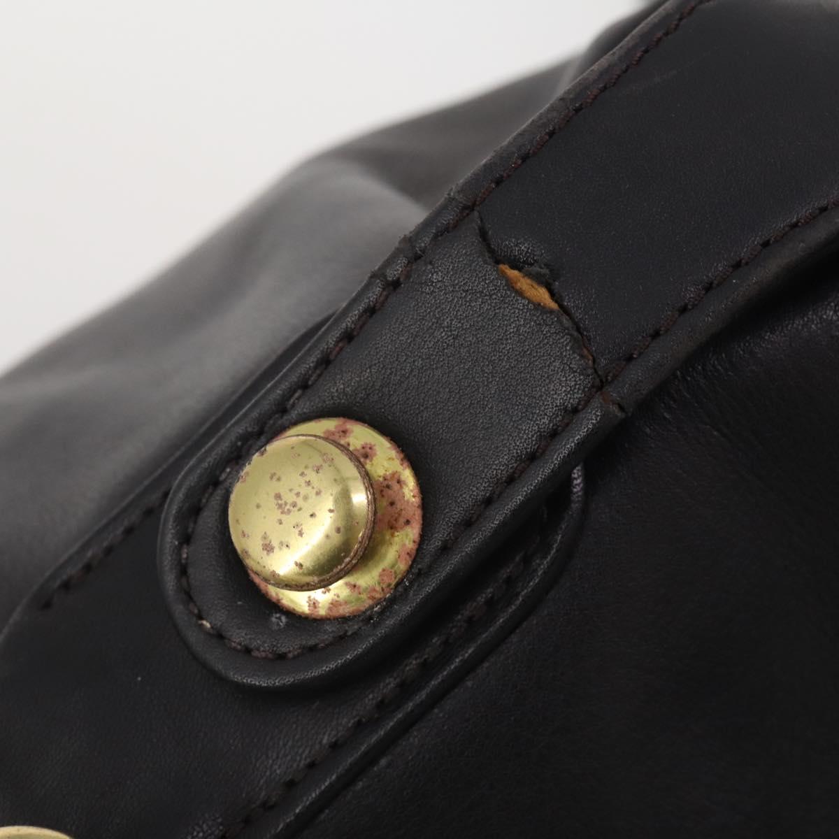 Coach Boston Bag Leather 2way Black Gold Tone Auth 200213