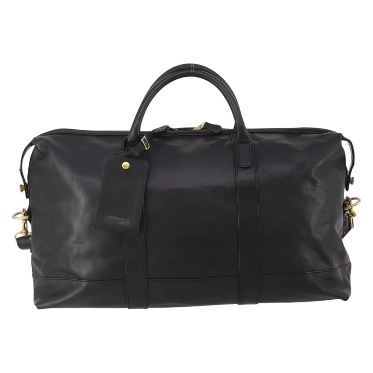 Coach Boston Bag Leather 2way Black Gold Tone Auth 200213