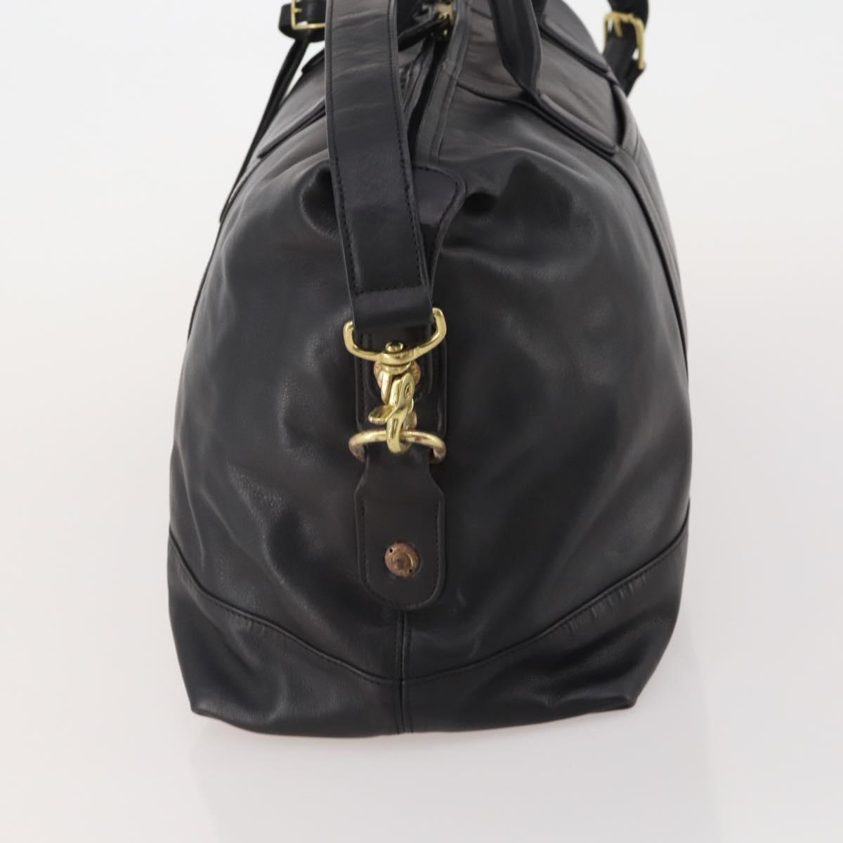 Coach Boston Bag Leather 2way Black Gold Tone Auth 200213