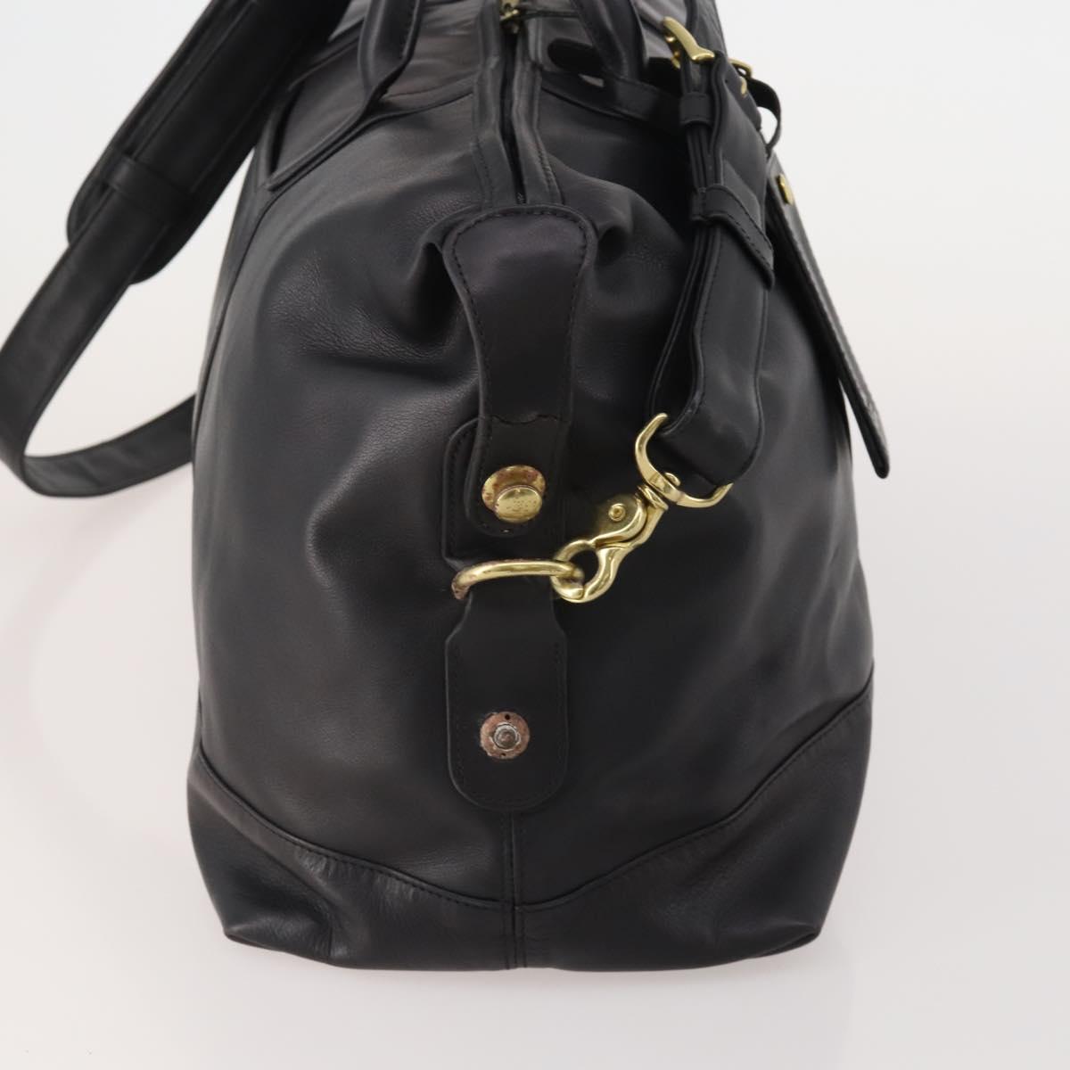 Coach Boston Bag Leather 2way Black Gold Tone Auth 200213