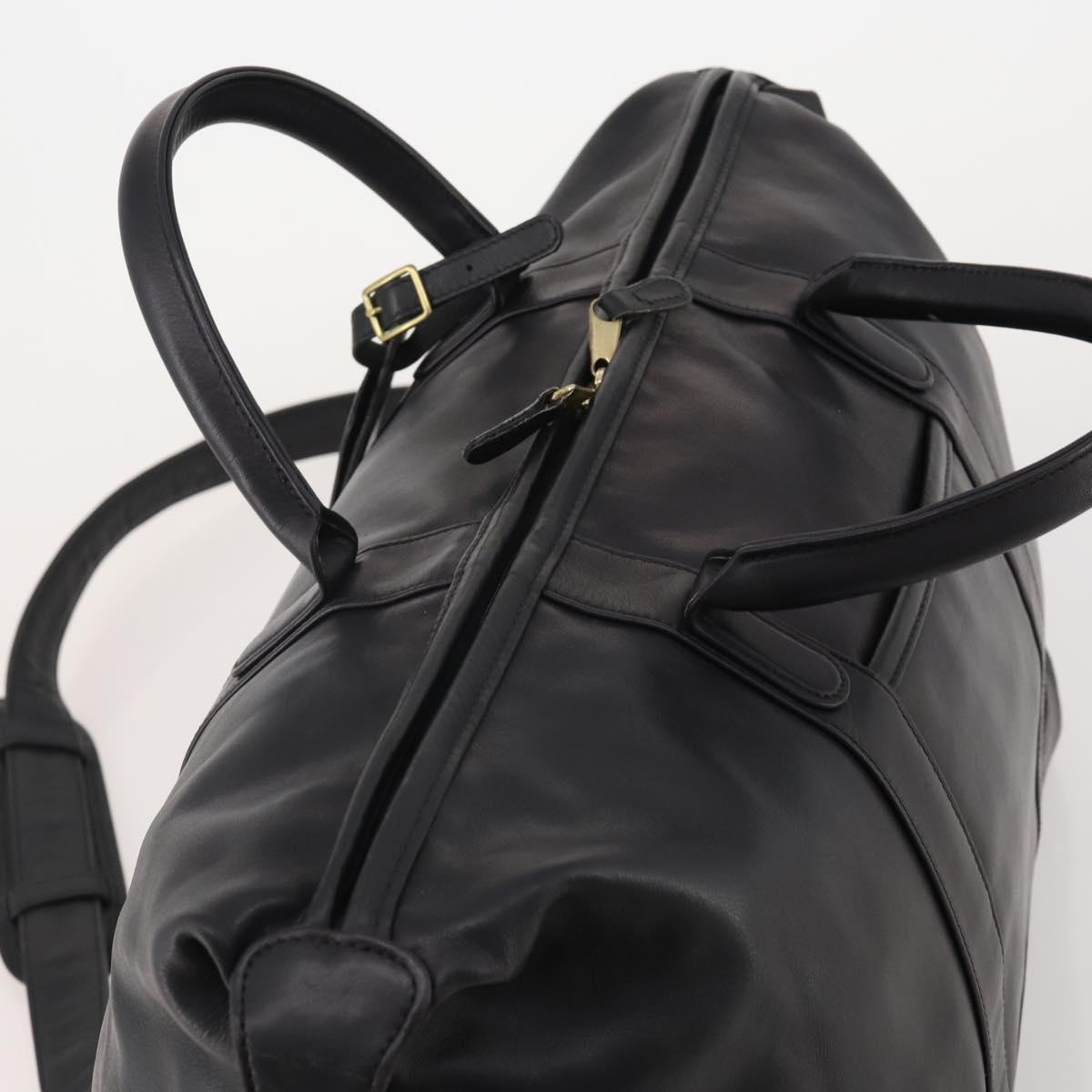 Coach Boston Bag Leather 2way Black Gold Tone Auth 200213