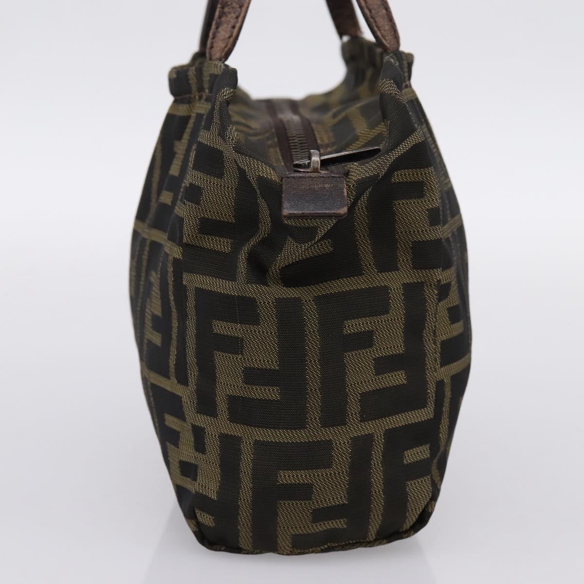 FENDI Zucca Canvas Hand Bag Black Brown Auth 200235