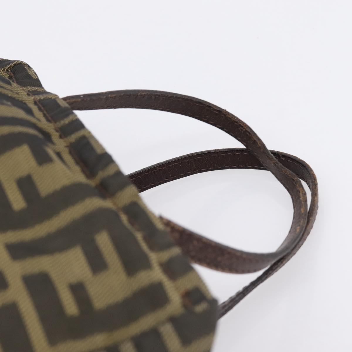 FENDI Zucca Canvas Hand Bag Black Brown Auth 200235
