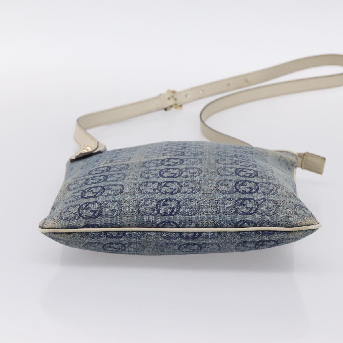 GUCCI Interlocking G Shoulder Bag Denim Outlet Blue Gold 257246 Auth 200236