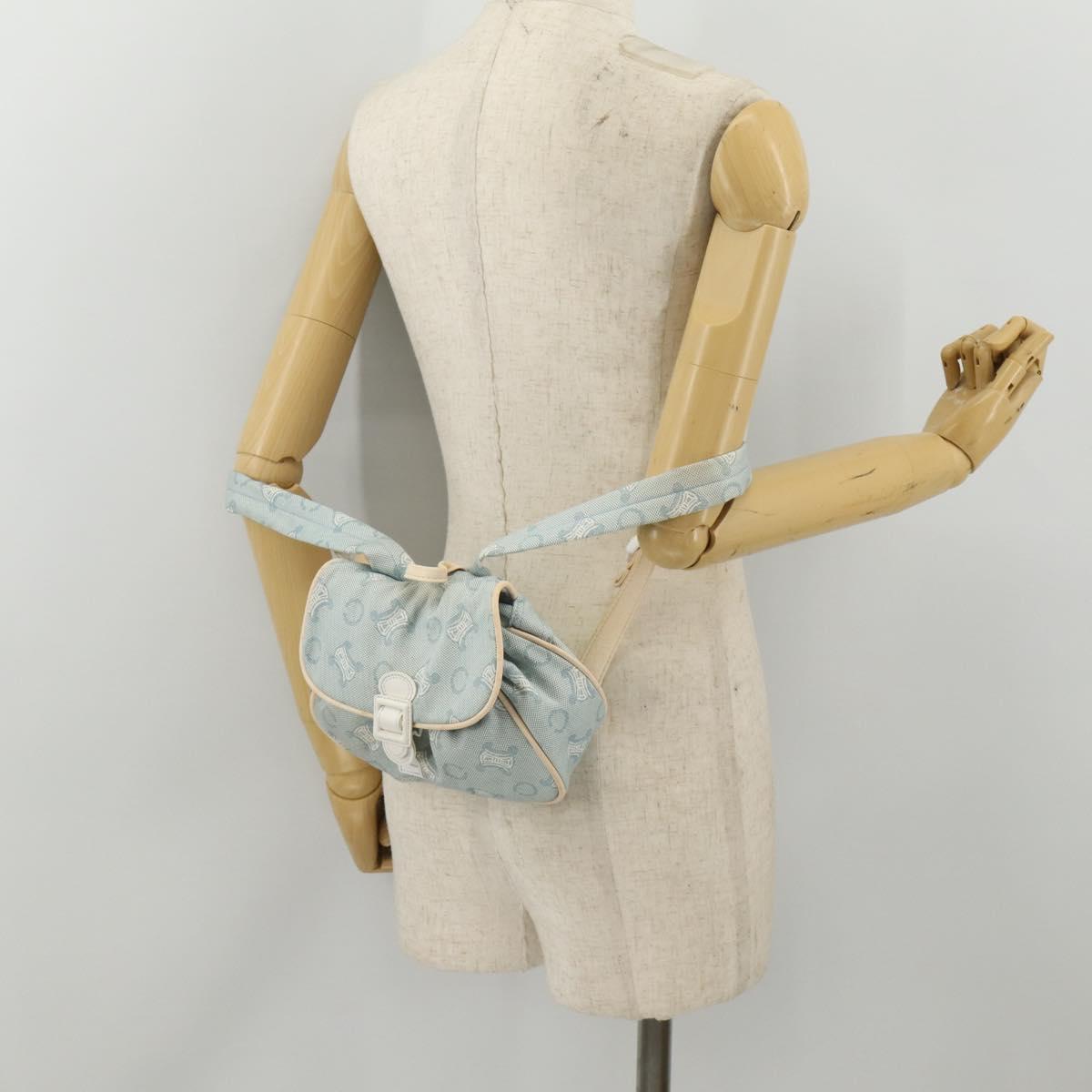CELINE C Macadam Canvas Backpack Blue Gold Auth 200238