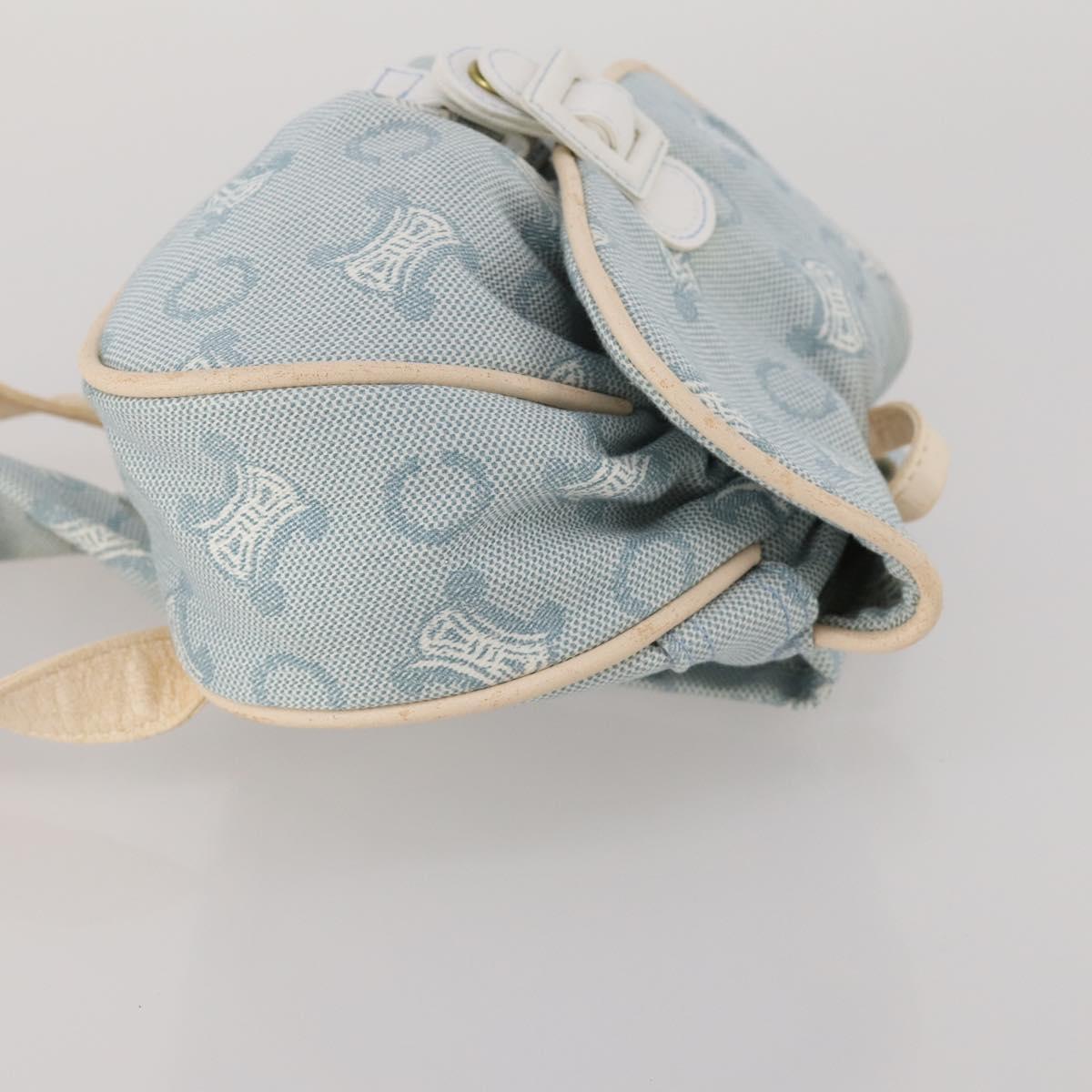 CELINE C Macadam Canvas Backpack Blue Gold Auth 200238