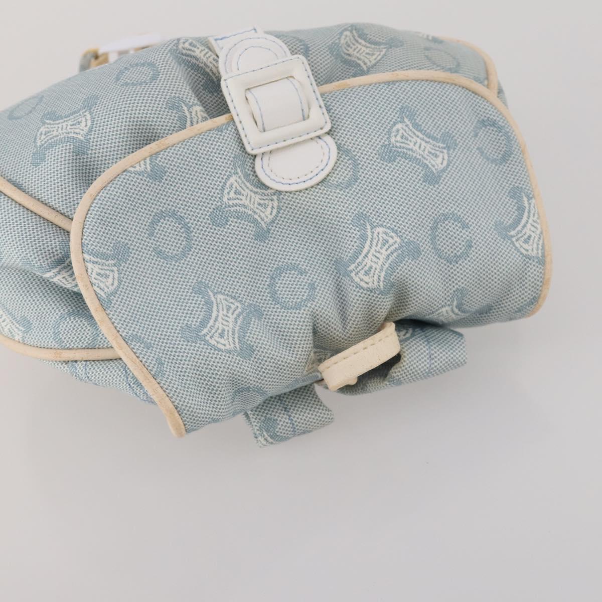 CELINE C Macadam Canvas Backpack Blue Gold Auth 200238
