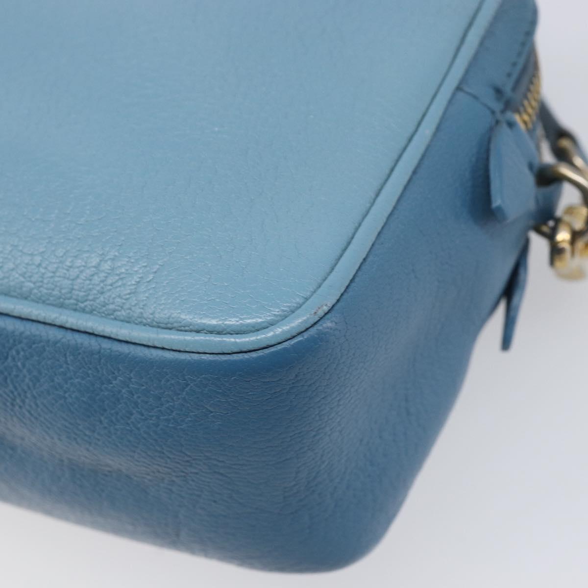 Miu Miu Shoulder Bag Leather Blue Gold Auth 200239A