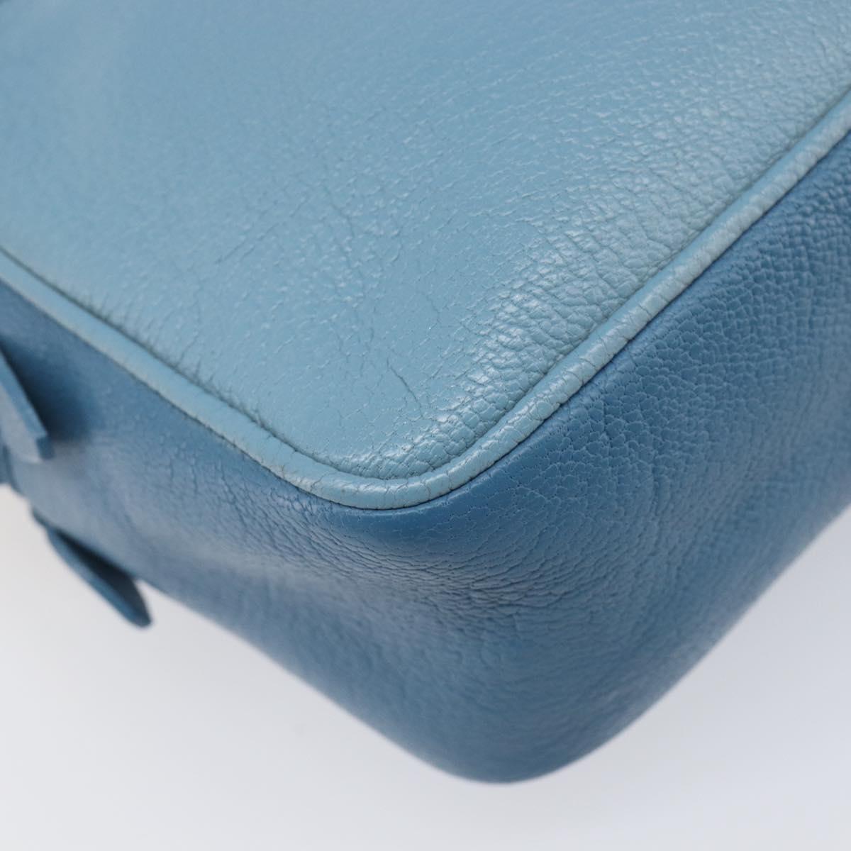 Miu Miu Shoulder Bag Leather Blue Gold Auth 200239A