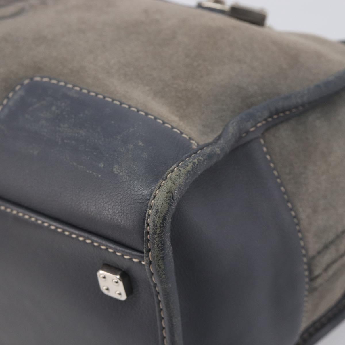 LOEWE Americana 28 Hand Bag Suede Gray Silver Auth 200243A