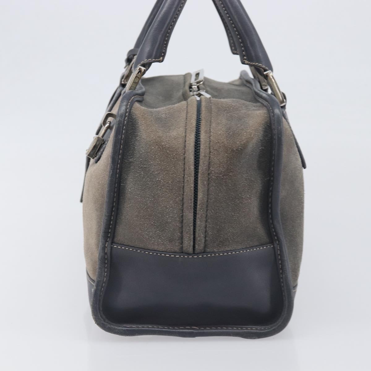 LOEWE Americana 28 Hand Bag Suede Gray Silver Auth 200243A