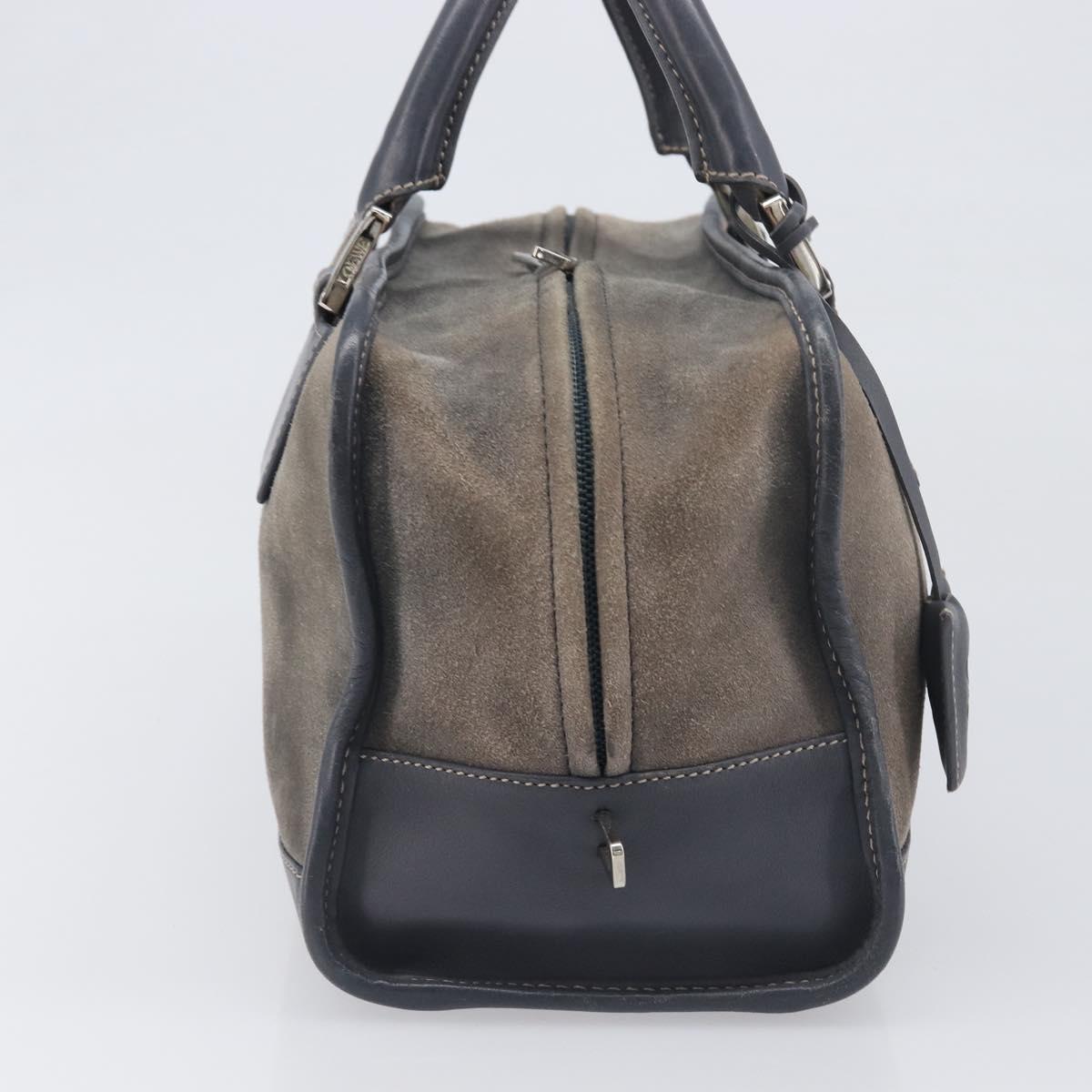 LOEWE Americana 28 Hand Bag Suede Gray Silver Auth 200243A