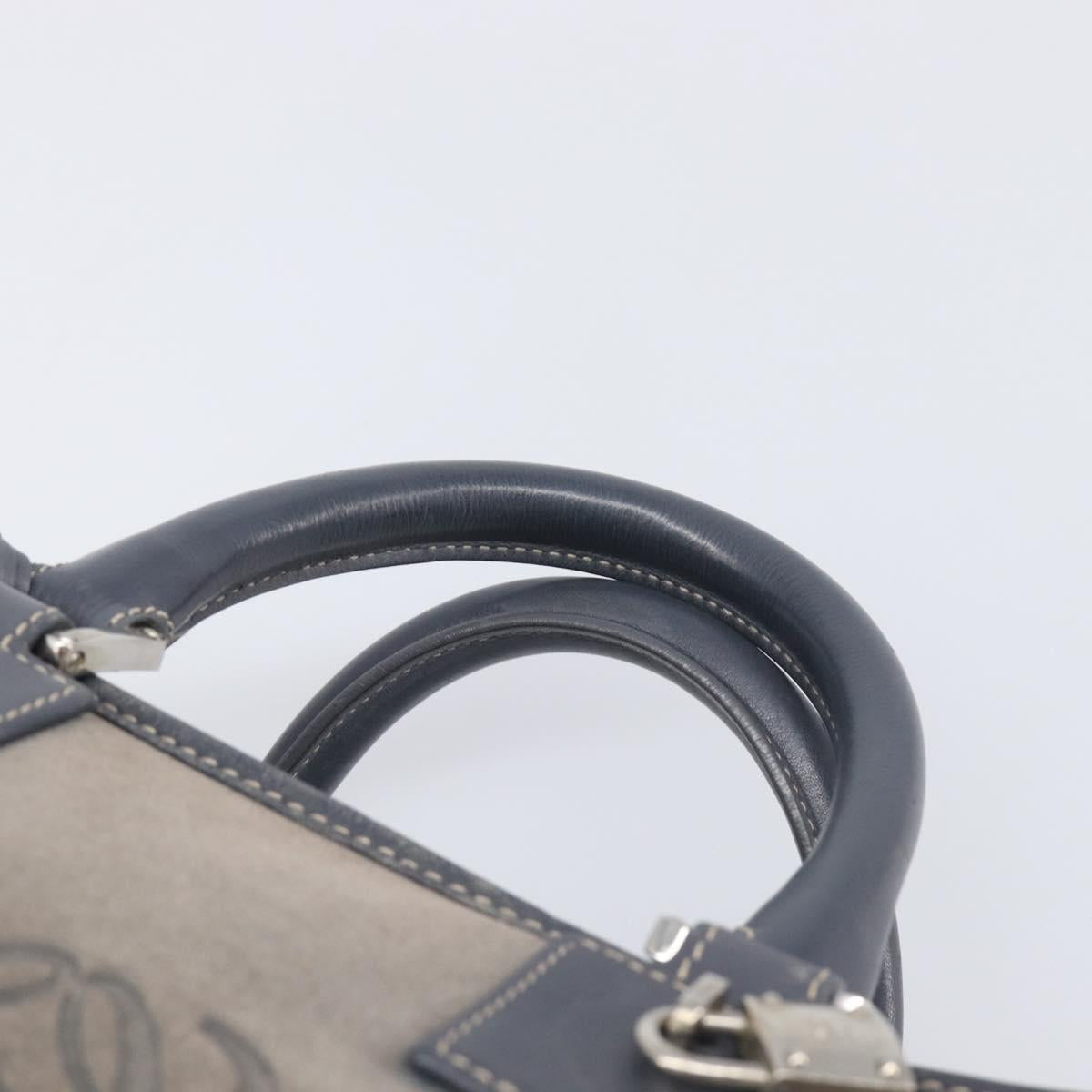 LOEWE Americana 28 Hand Bag Suede Gray Silver Auth 200243A