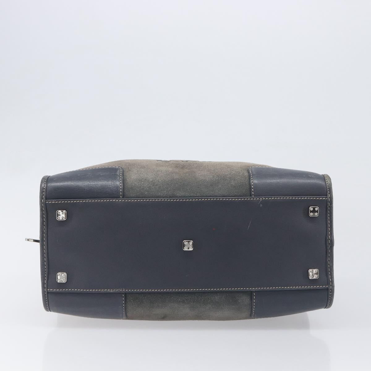 LOEWE Americana 28 Hand Bag Suede Gray Silver Auth 200243A