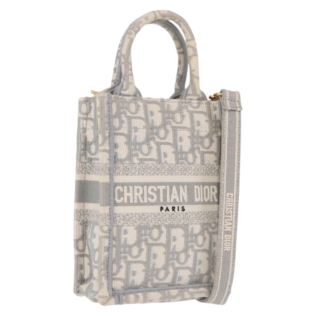 Christian Dior Trotter Canvas Oblique Book Tote Mini Bag 2way Gray Auth 200245V