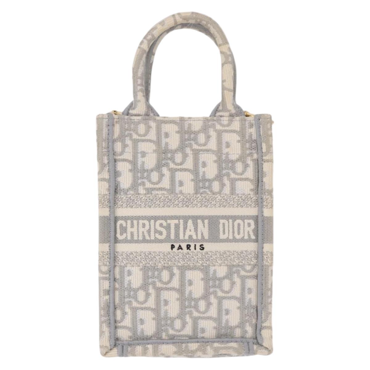 Christian Dior Trotter Canvas Oblique Book Tote Mini Bag 2way Gray Auth 200245V