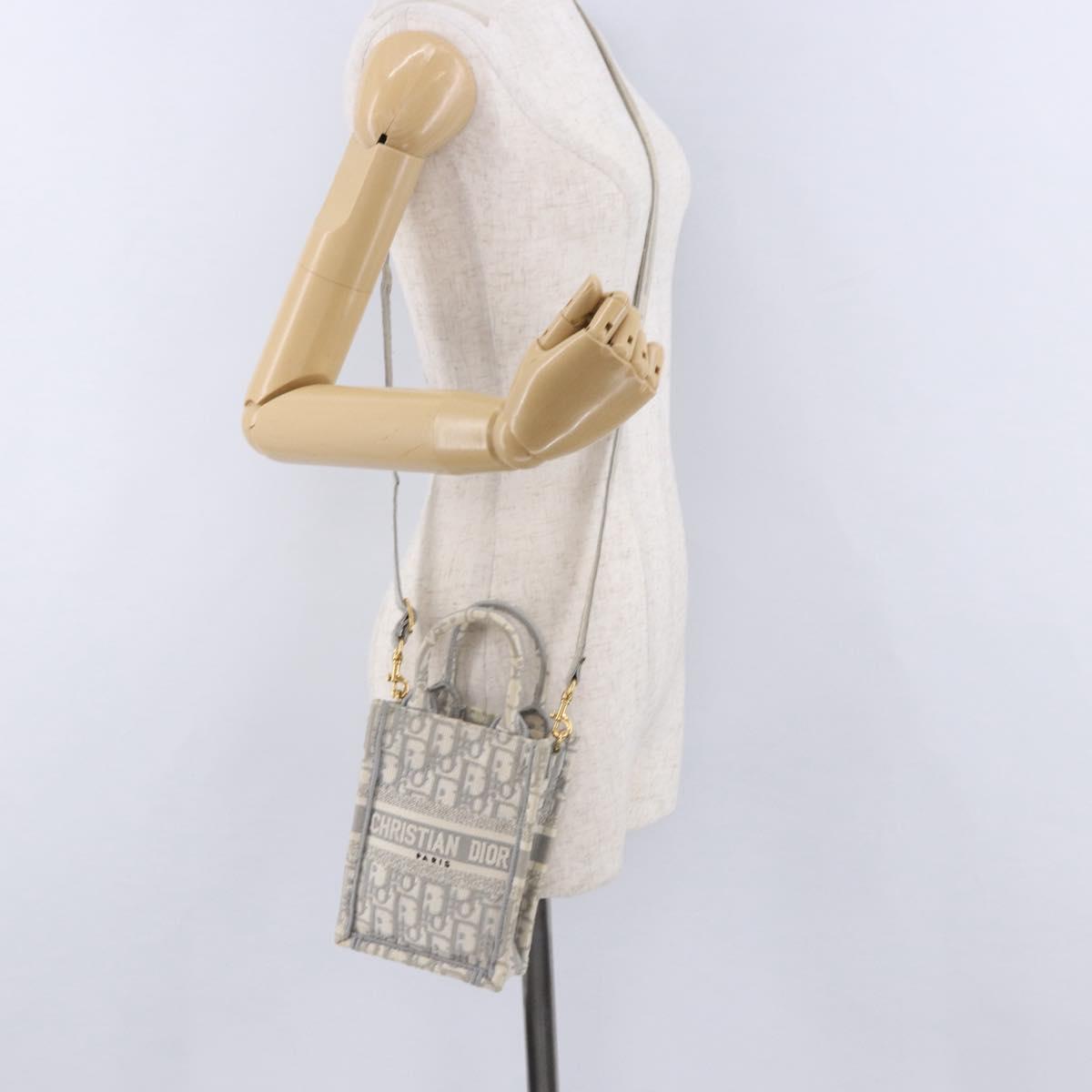 Christian Dior Trotter Canvas Oblique Book Tote Mini Bag 2way Gray Auth 200245V