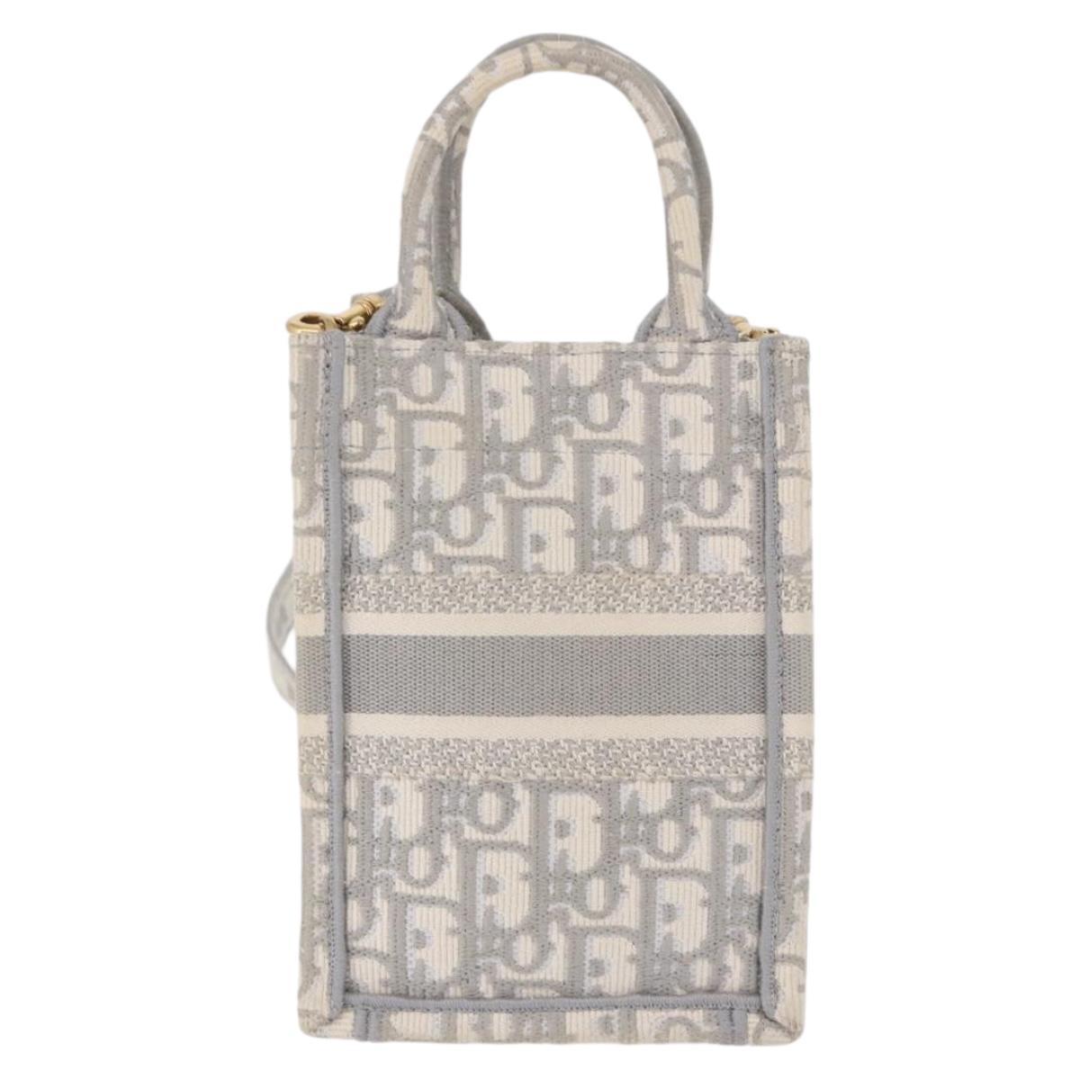 Christian Dior Trotter Canvas Oblique Book Tote Mini Bag 2way Gray Auth 200245V