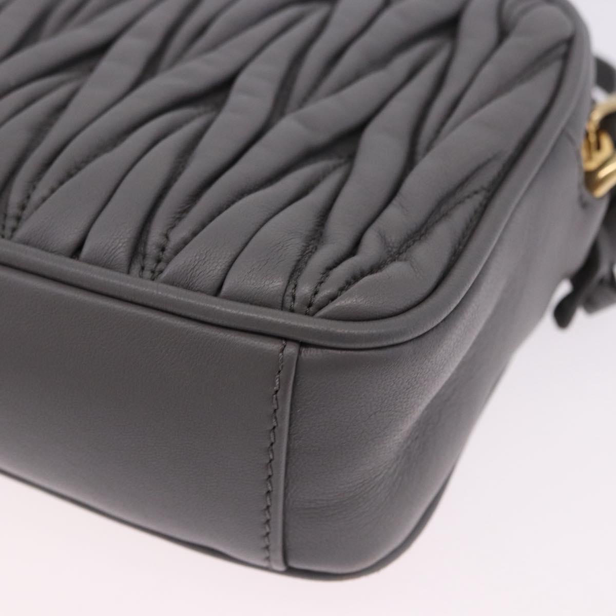 Miu Miu Matelasse Shoulder Bag Leather Gray Gold Auth 200246V
