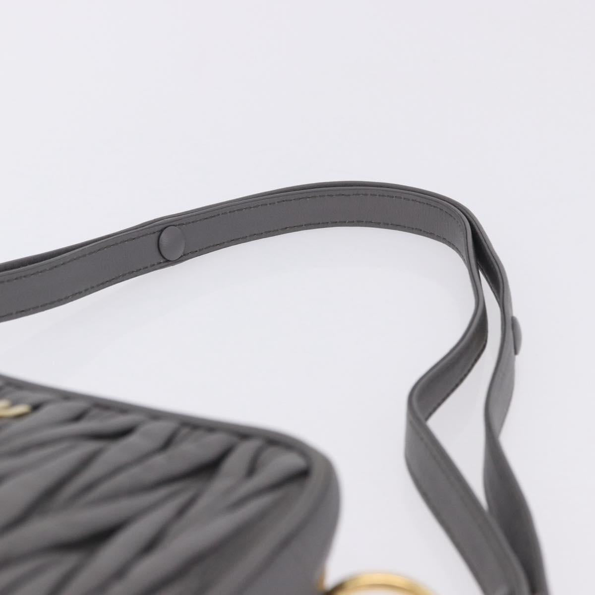 Miu Miu Matelasse Shoulder Bag Leather Gray Gold Auth 200246V