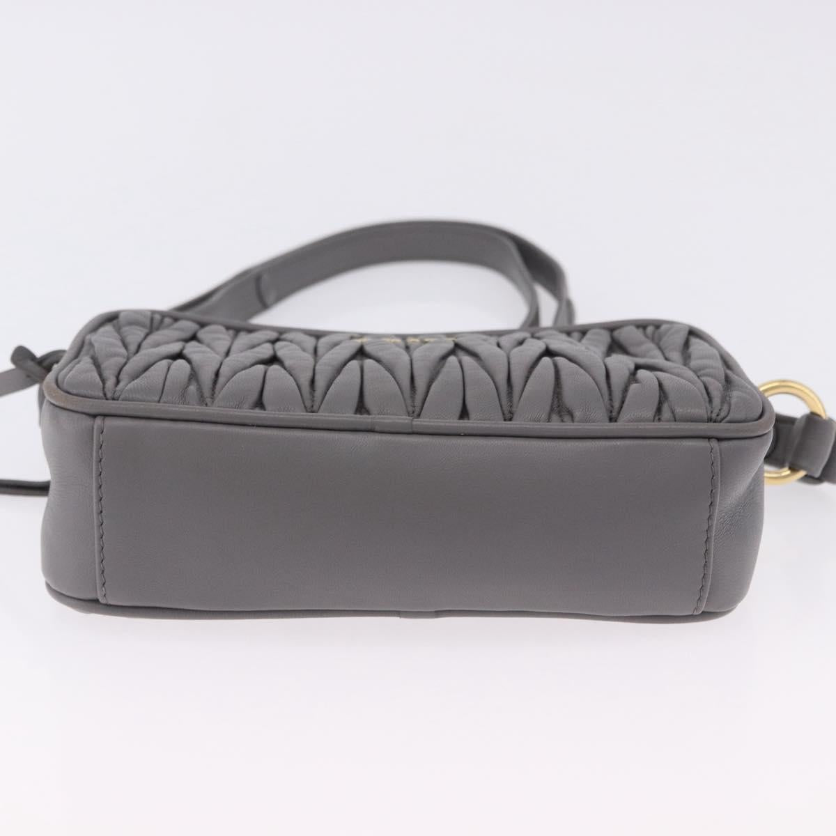 Miu Miu Matelasse Shoulder Bag Leather Gray Gold Auth 200246V