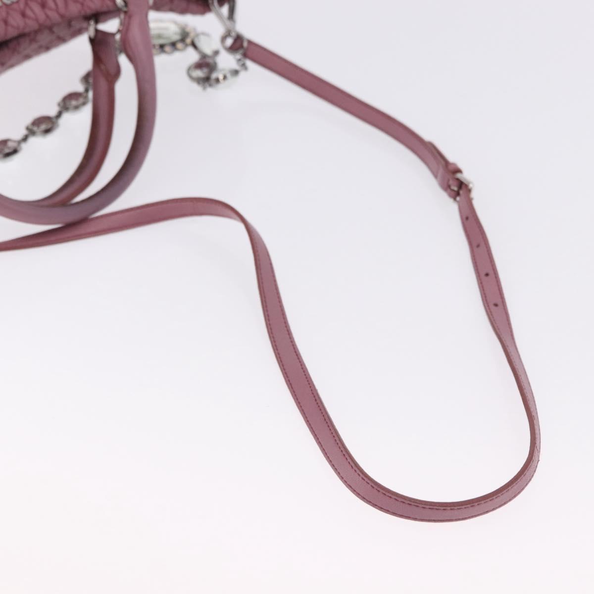 Miu Miu Matelasse Chain Shoulder Bag Leather 2way Pink Silver Auth 200252A