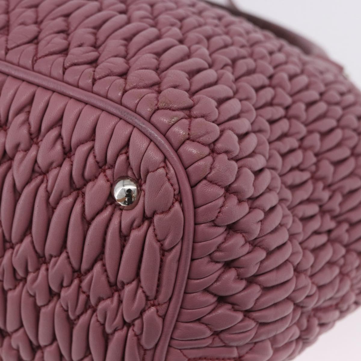 Miu Miu Matelasse Chain Shoulder Bag Leather 2way Pink Silver Auth 200252A