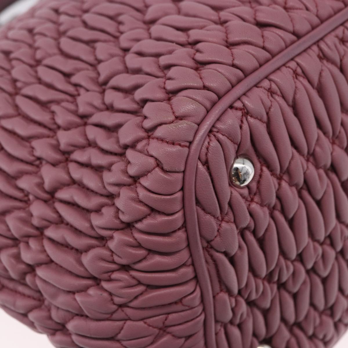 Miu Miu Matelasse Chain Shoulder Bag Leather 2way Pink Silver Auth 200252A