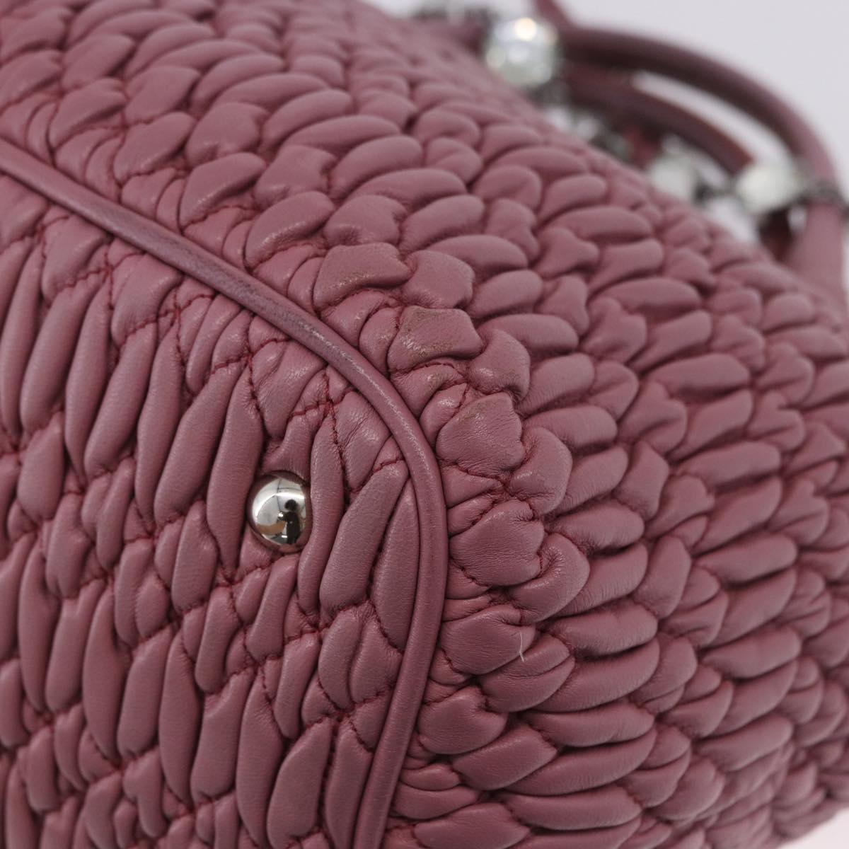 Miu Miu Matelasse Chain Shoulder Bag Leather 2way Pink Silver Auth 200252A