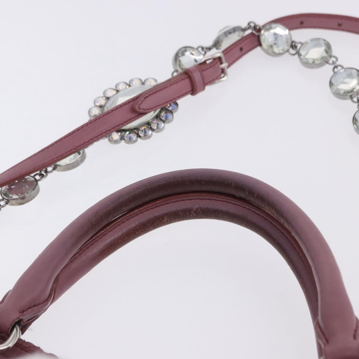 Miu Miu Matelasse Chain Shoulder Bag Leather 2way Pink Silver Auth 200252A