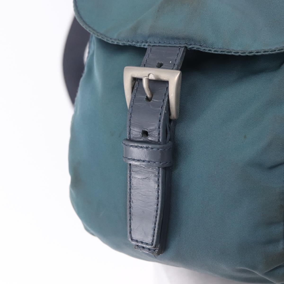 PRADA Backpack Nylon Green Silver Auth 200253