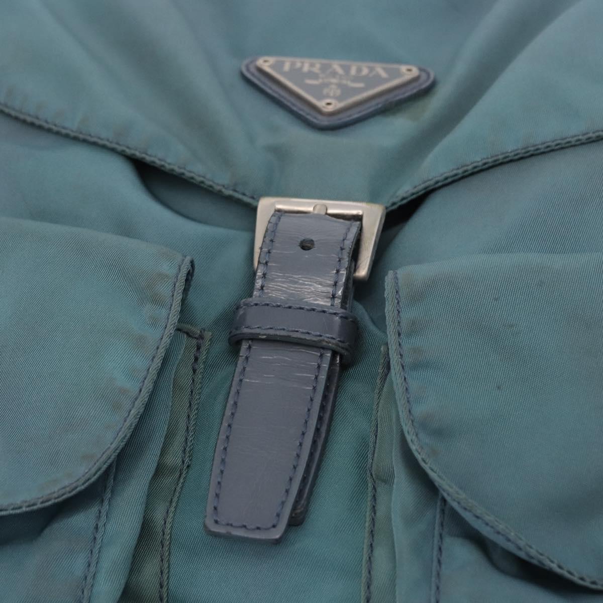 PRADA Backpack Nylon Green Silver Auth 200253
