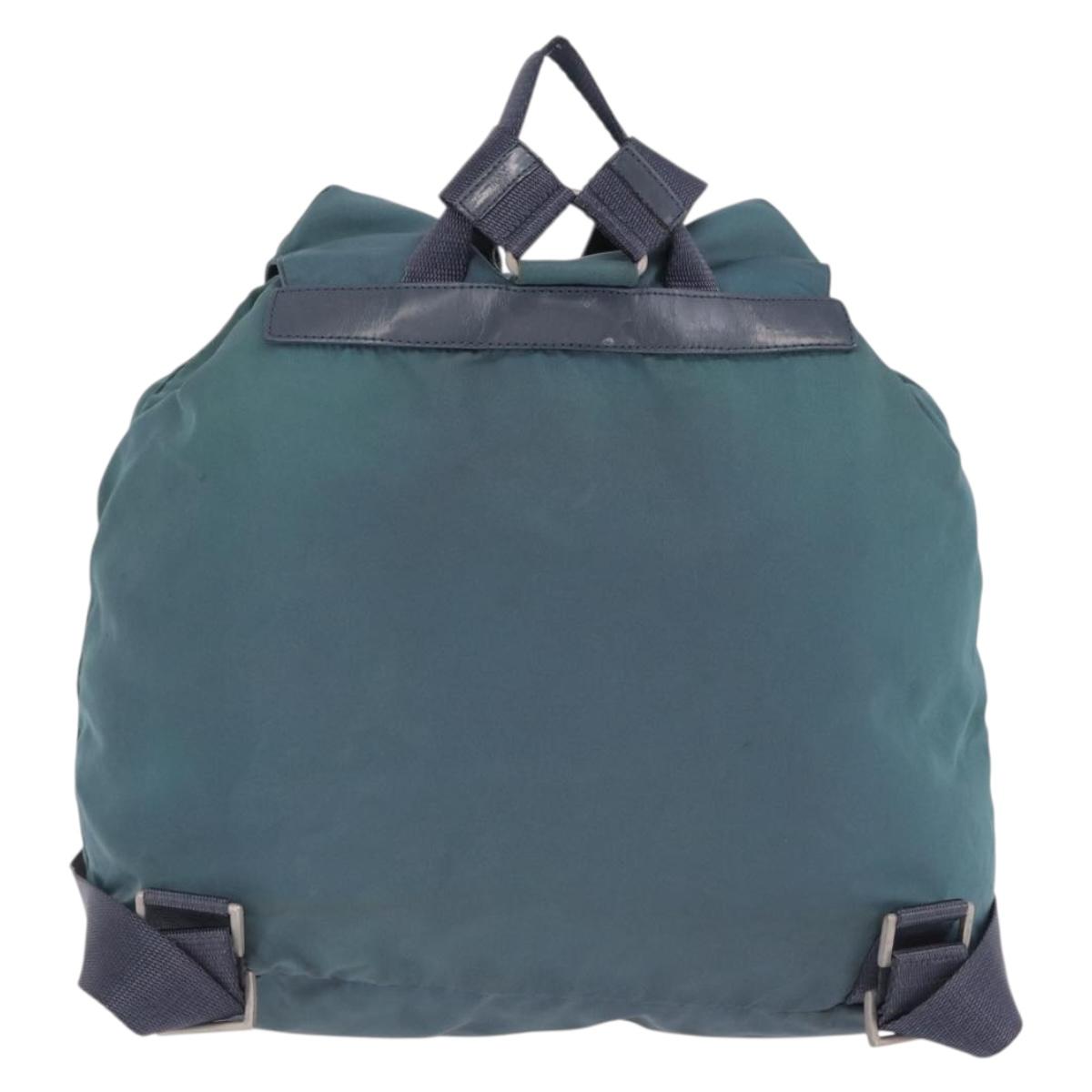 PRADA Backpack Nylon Green Silver Auth 200253