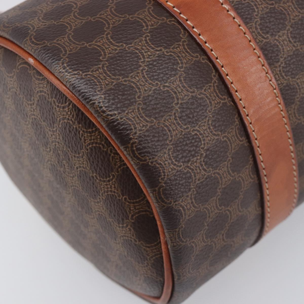 CELINE Macadam Canvas Hand Bag PVC Leather Brown Gold Auth 200255A