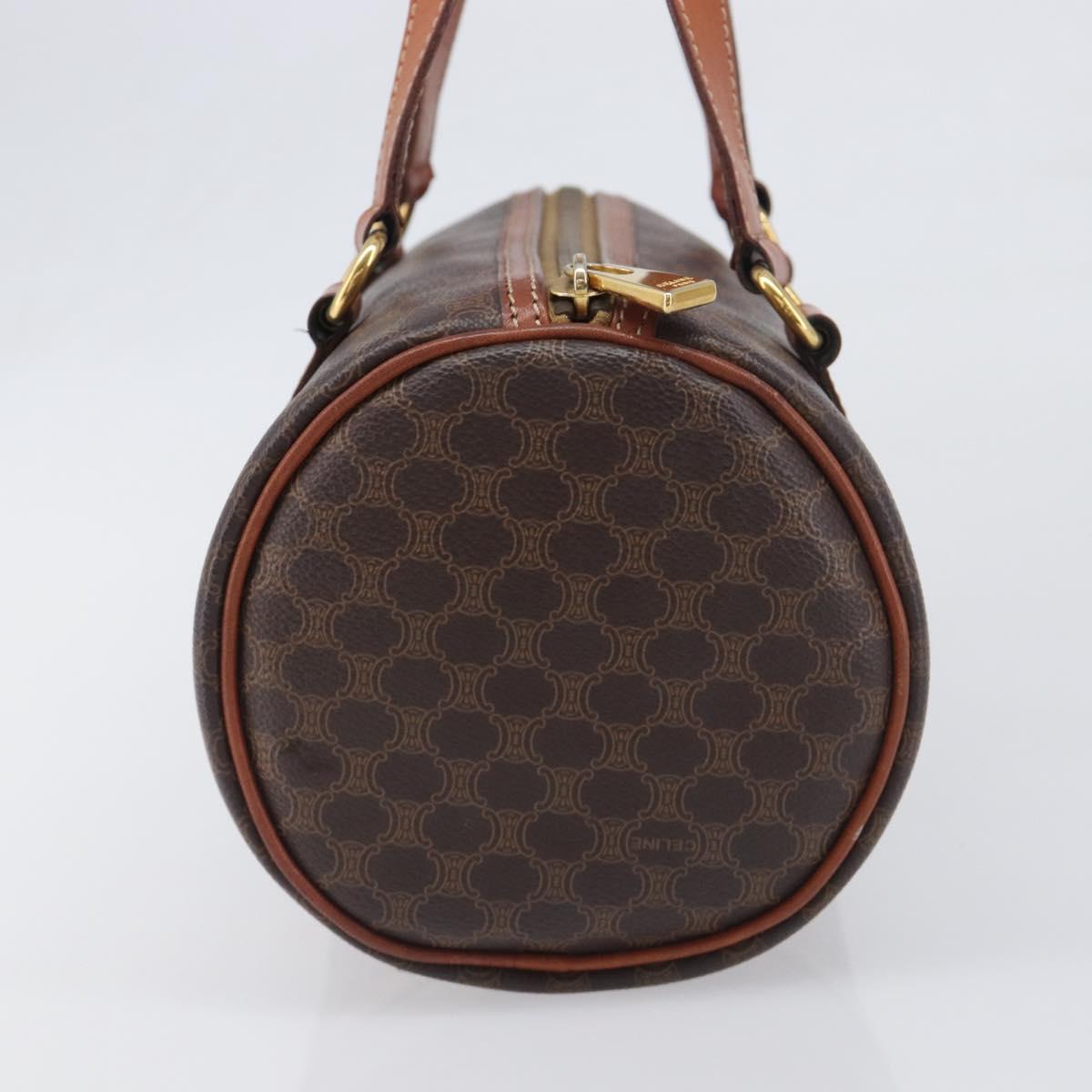 CELINE Macadam Canvas Hand Bag PVC Leather Brown Gold Auth 200255A