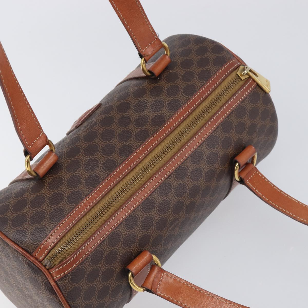 CELINE Macadam Canvas Hand Bag PVC Leather Brown Gold Auth 200255A