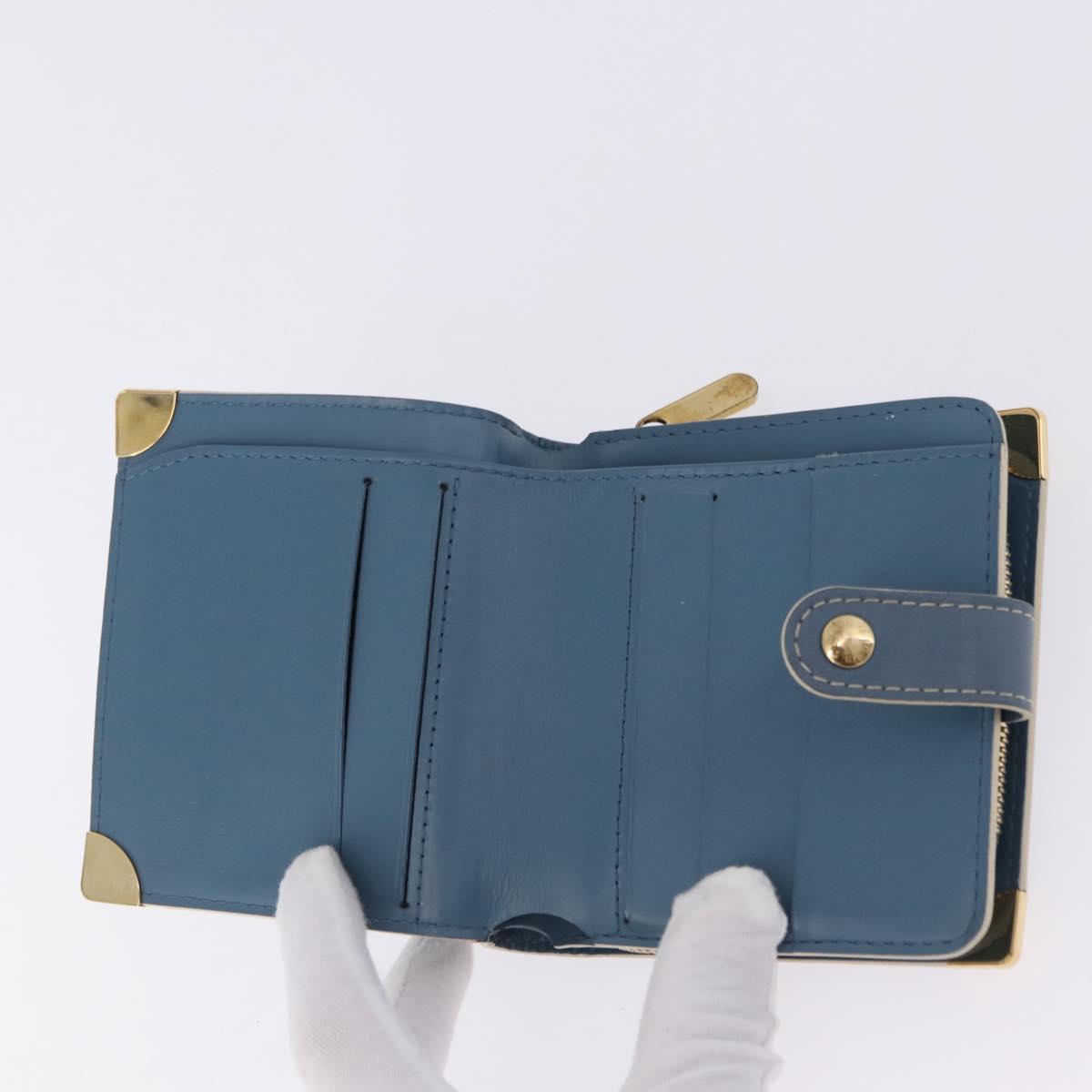 LOUIS VUITTON Suhari Compact Zip Wallet Leather Blue M91829 LV Auth 200260V