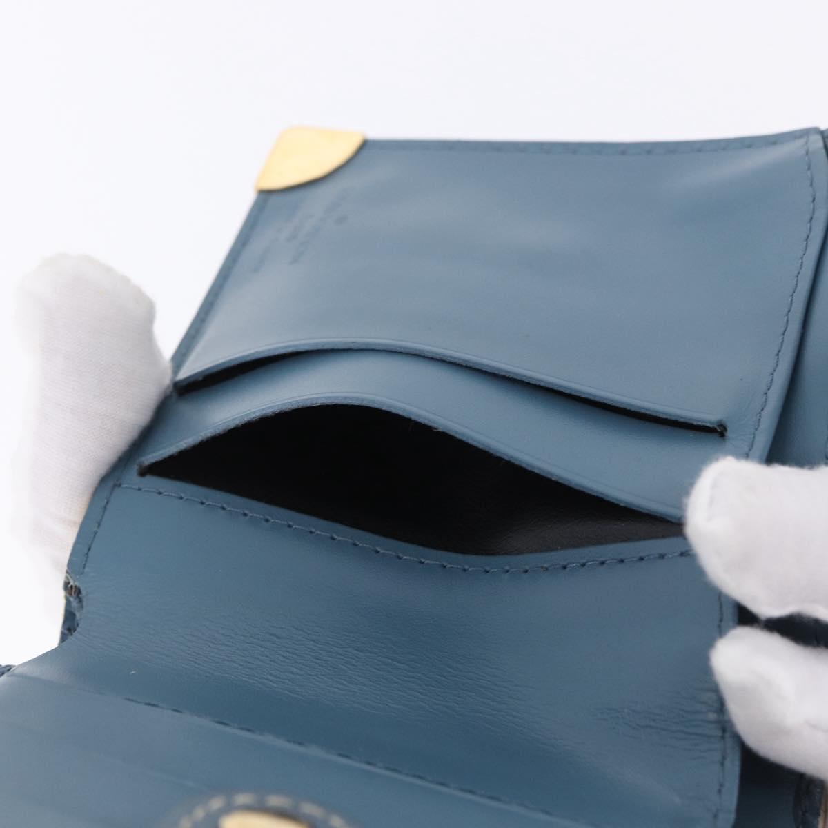 LOUIS VUITTON Suhari Compact Zip Wallet Leather Blue M91829 LV Auth 200260V