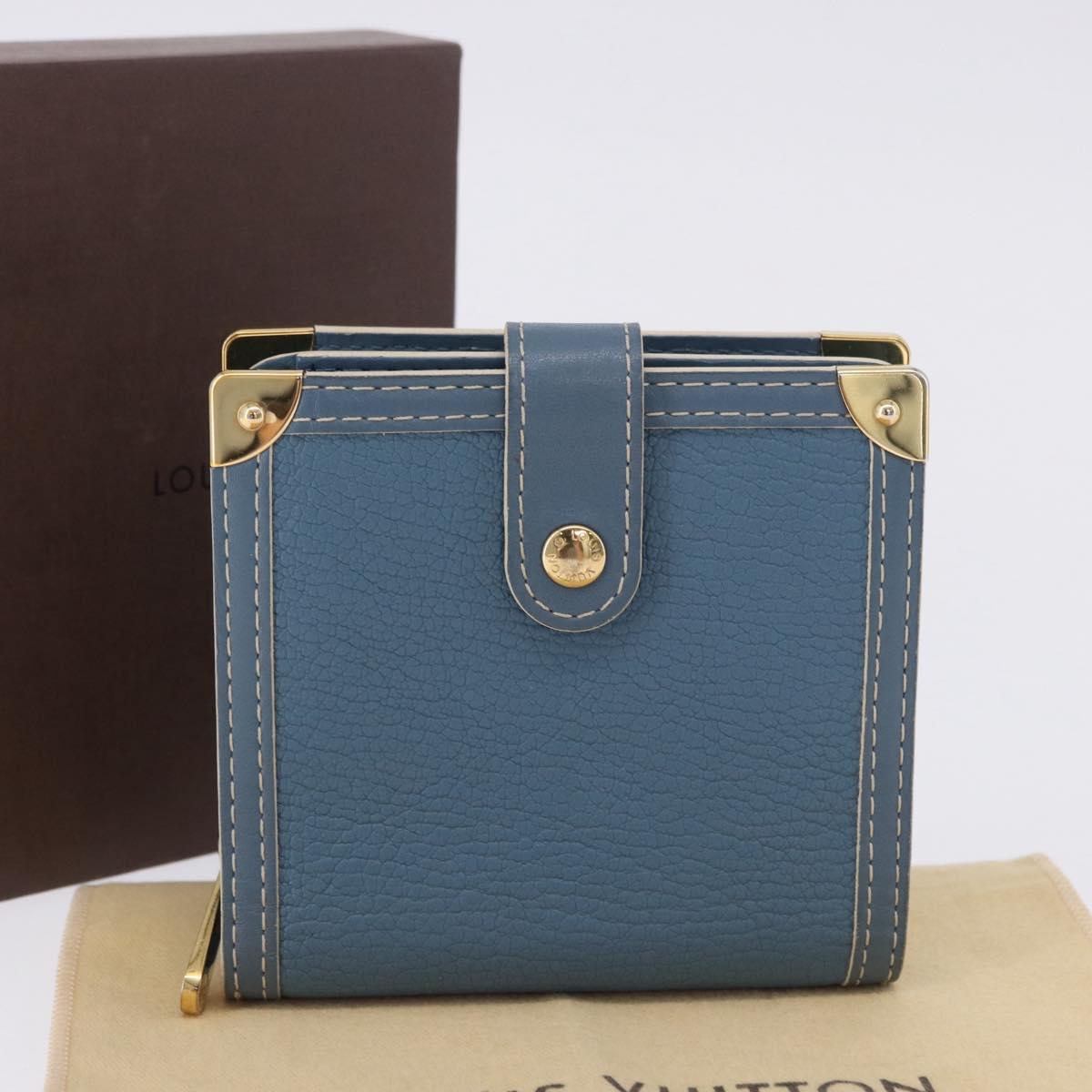 LOUIS VUITTON Suhari Compact Zip Wallet Leather Blue M91829 LV Auth 200260V