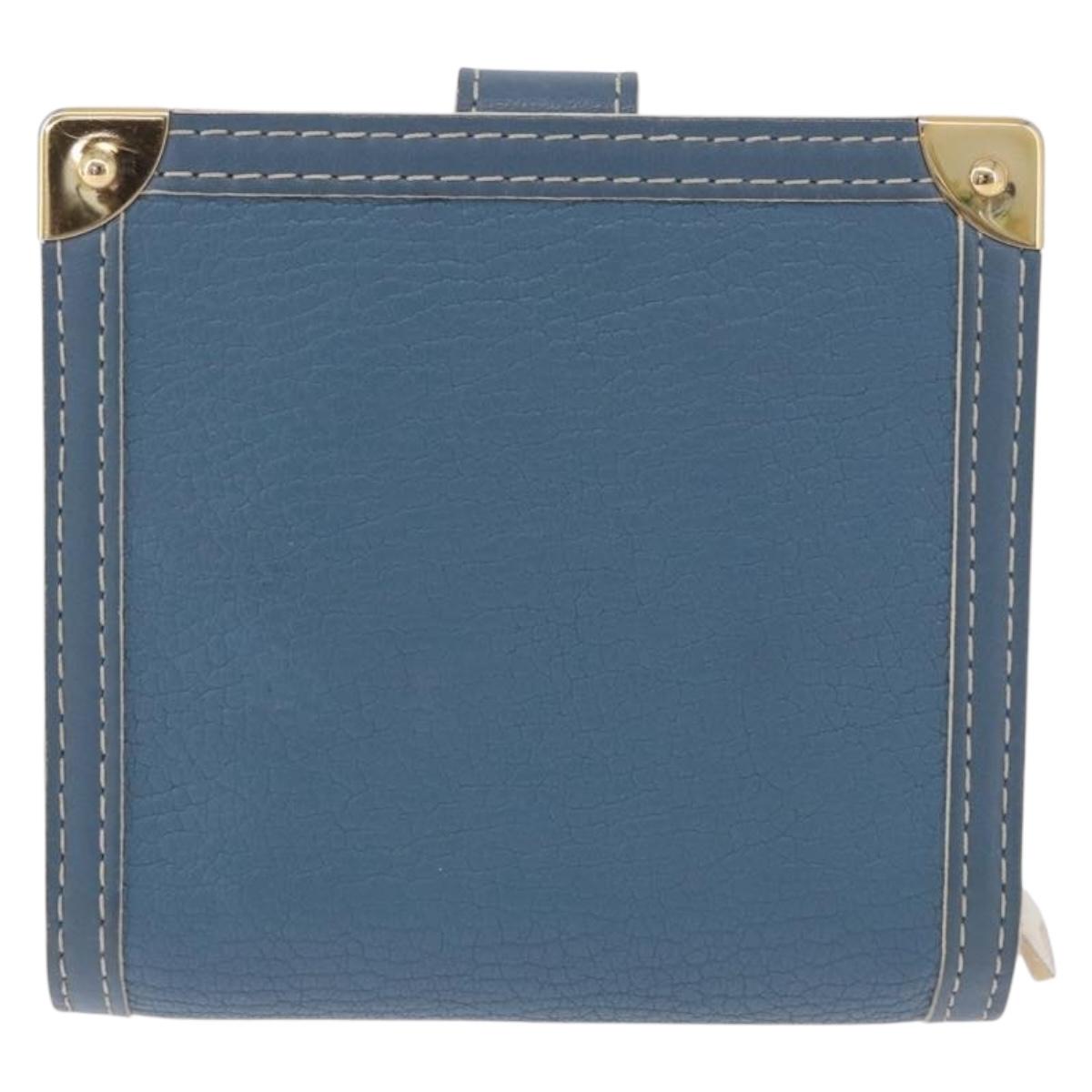 LOUIS VUITTON Suhari Compact Zip Wallet Leather Blue M91829 LV Auth 200260V