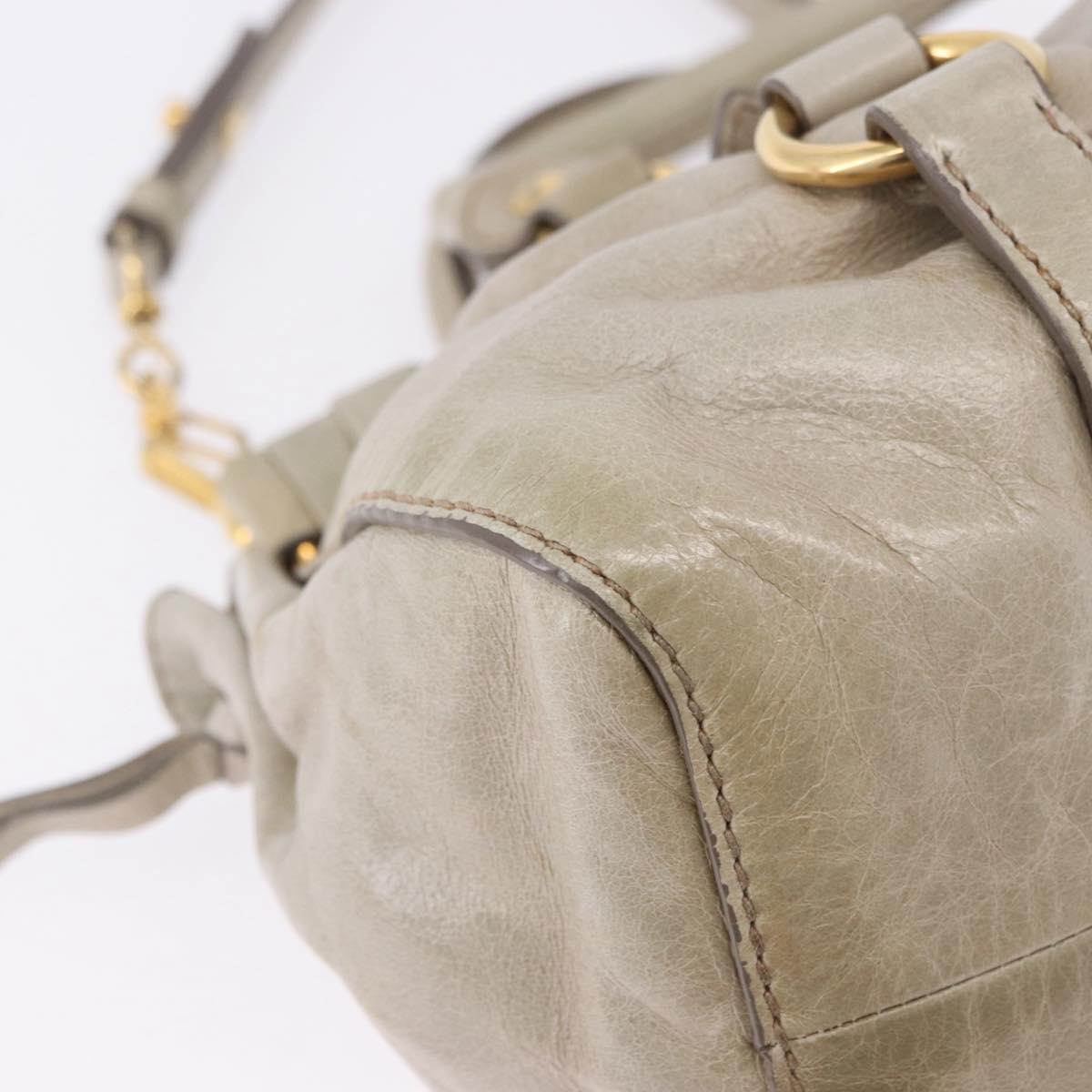 Miu Miu Hand Bag Vitellolux 2way Beige Gold Auth 200264V