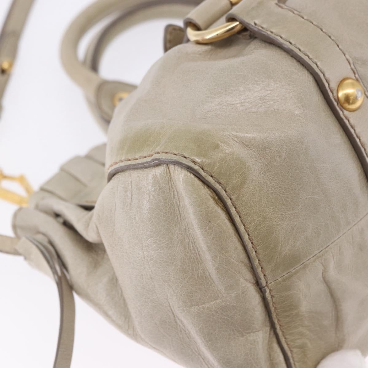 Miu Miu Hand Bag Vitellolux 2way Beige Gold Auth 200264V