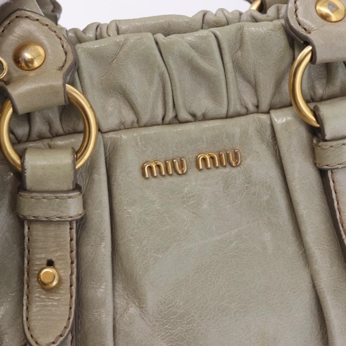 Miu Miu Hand Bag Vitellolux 2way Beige Gold Auth 200264V