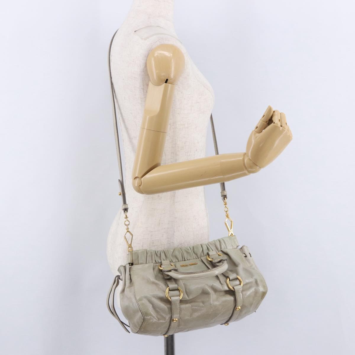 Miu Miu Hand Bag Vitellolux 2way Beige Gold Auth 200264V