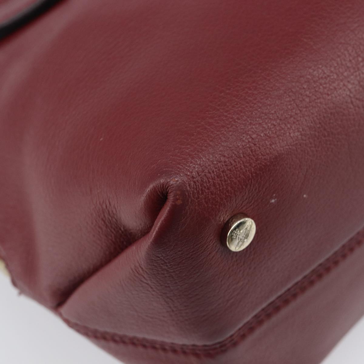 Vivienne Westwood Hand Bag Leather Bordeaux Gold Auth 200269A