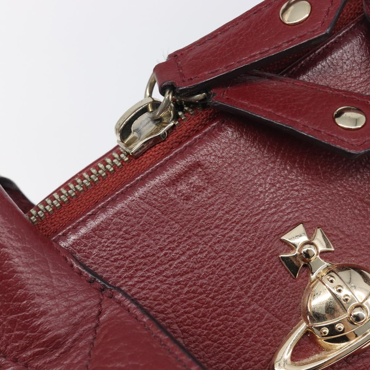 Vivienne Westwood Hand Bag Leather Bordeaux Gold Auth 200269A