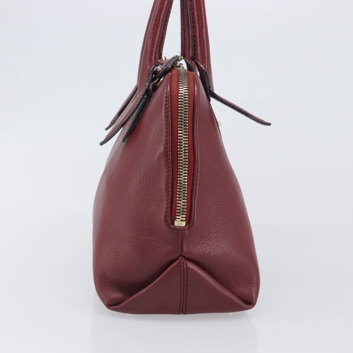 Vivienne Westwood Hand Bag Leather Bordeaux Gold Auth 200269A
