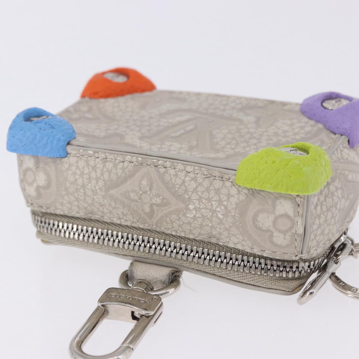 LOUIS VUITTON Taurillon Clemence Monogram Climbing Pouch Gray LV Auth 200276A